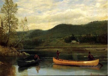  Bierstadt Lienzo - Hombres en dos canoas Albert Bierstadt Paisaje
